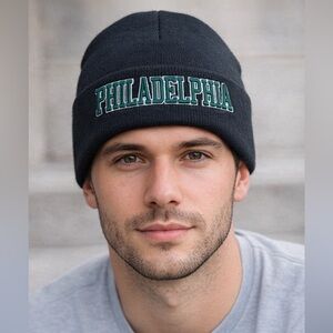 Philadelphia Embroider Black Beanie